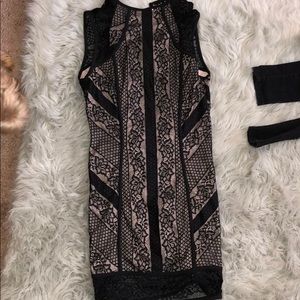 Lace black nude dress